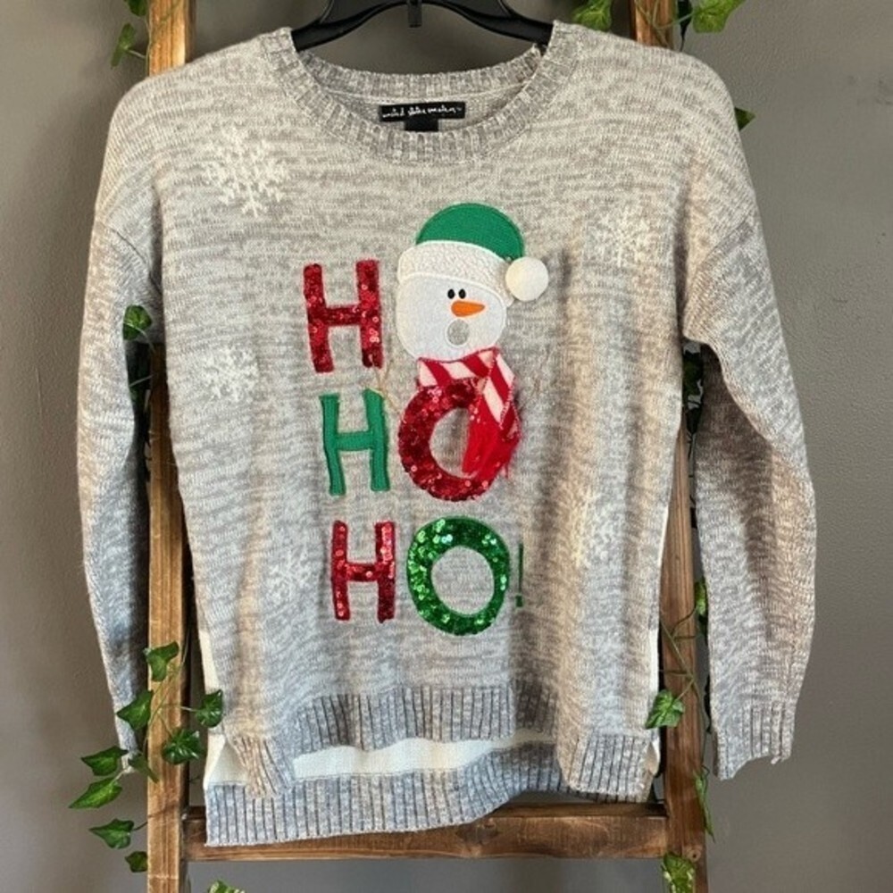 United States Sweaters Striped Holiday with Snowman and Sequins Christmas - Picture 2 of 6